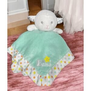 Garanimals Lamb Baby Security Blanket Green Polka Dot Satin Plush Lovey Toy 13"